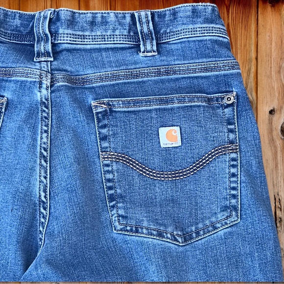 🥂HOST PICK🥂 Womens Stretch CARHARTT Straight Leg Medium Wash Jeans - 10 Tall - Picture 7 of 9